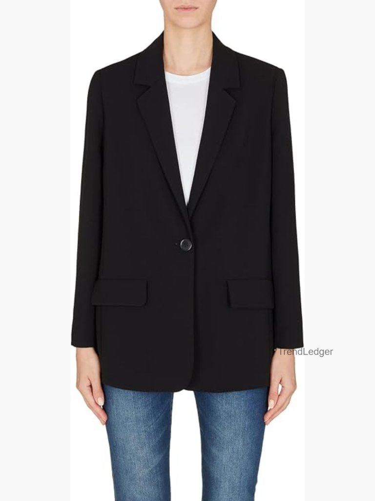 Women's Slim Fit Notch Collar Blazer With Flap Pockets, Long Sleeve